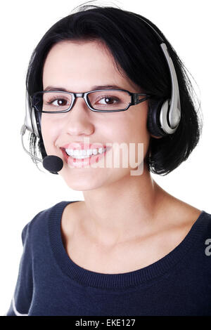 Closeup of attractive customer support representative Stock Photo
