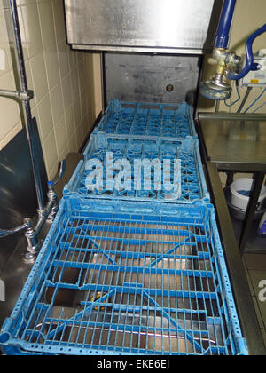 Commercial dishwasher racks Stock Photo