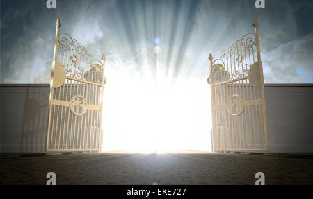 Depiction pearly gates heaven bright hi-res stock photography and