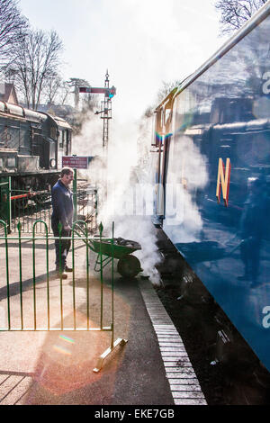 Steam train LNER A4 Pacific No. 4464 'Bittern' Alresford Station, Watercress Line, Mid Hants Railway, Hampshire, England, U.K Stock Photo