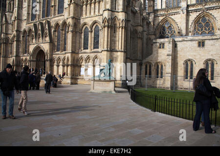 Statue of the Roman Emperor Constantine Constantine The Great outside the South Transept of York Minster Yorkshire England Stock Photo