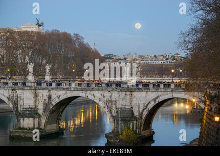 bridge on tevere river in rome near vatican Stock Photo