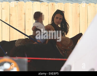 Jordana Brewster takes her son, Julian to Mr. Bones Pumpkin Patch along with her parents Alden and Maria Featuring: Jordana Brewster,Julian Form-Brewster Where: Los Angeles, California, United States When: 05 Oct 2014 Stock Photo