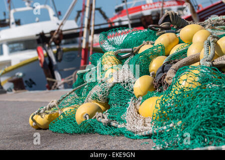 Fishing nets drying after the fishing Stock Photo