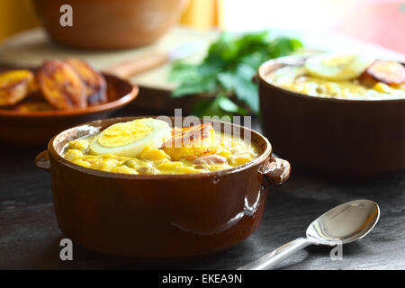 Ecuadorian soup called Fanesca, which is traditionally eaten at Easter and is prepared from many different legumes Stock Photo