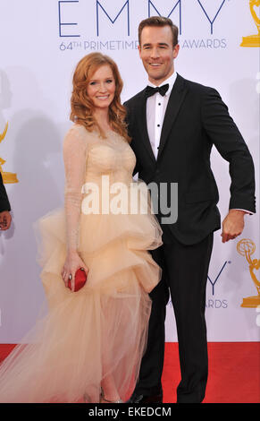 LOS ANGELES, CA - SEPTEMBER 23, 2012: James Van Der Beek & Kimberly Van Der Beek at the 64th Primetime Emmy Awards at the Nokia Theatre LA Live. Stock Photo