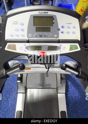 Control panel on treadmill exercise machine Stock Photo