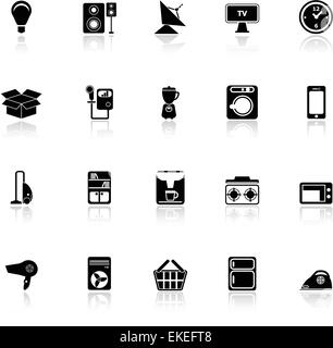 Bathroom icons with reflect on white background, stock vector Stock ...