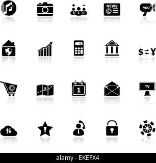 Smart phone icons with reflect on white background, stock vector Stock Vector