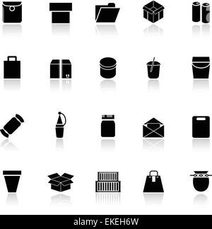 Package icons with reflect on white background, stock vector Stock Vector