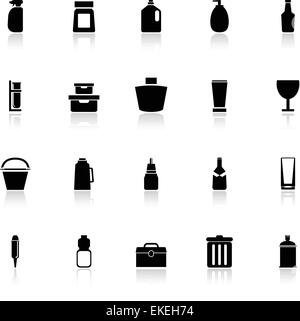 Design package icons with reflect on white background, stock vector Stock Vector