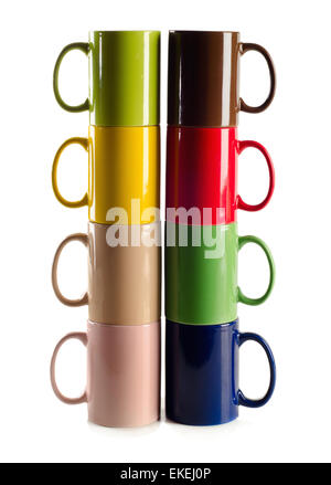 Set of  mugs on isolated a white background. Stock Photo