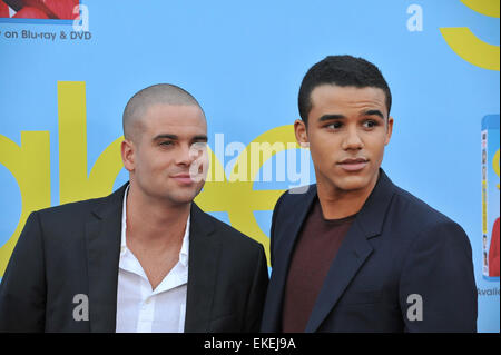 LOS ANGELES, CA - SEPTEMBER 12, 2012: Mark Salling & Jacob Artist (right) at the season four premiere of 'Glee' at Paramount Studios, Hollywood. Stock Photo