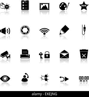 General computer screen icons with reflect on white background, stock vector Stock Vector