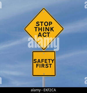 Stop Think Act Stock Photo