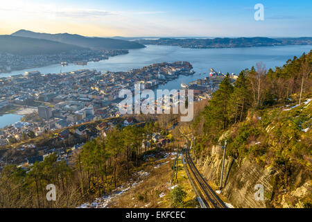 Aerial View of Bergen from Mount Floyen, Norway Stock Photo