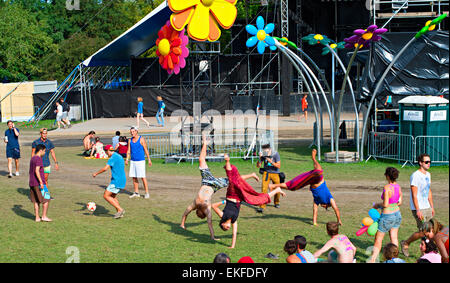 Revellers having fun on Sziget music festival. Stock Photo
