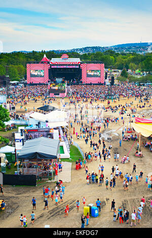 Visitors of Sziget music festival in front of the main stage. Hungary Stock Photo