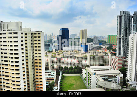 Football field in the urban area in Singapore Stock Photo