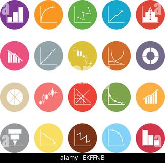 Diagram and graph flat icons on white background, stock vector Stock Vector