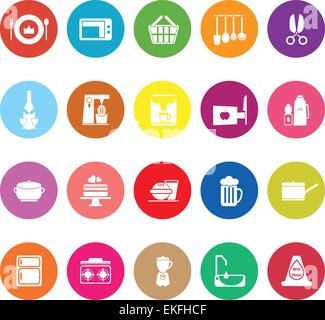 Home kitchen flat icons on white background, stock vector Stock Vector