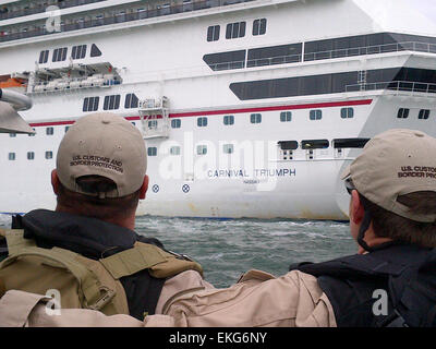 021413: CBP provided assistance to the disabled Carnival Triumph Cruise Ship assisting with CBP transport to and from the ship, passenger and crew process disembarking, and pier side security.  Marine Interdiction Agents Tim Korte and Don Severance Stock Photo