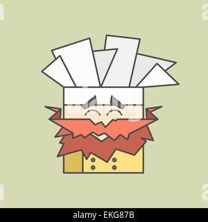 Flat vector icon of cute smiling chef from triangles with mustaches Stock Photo