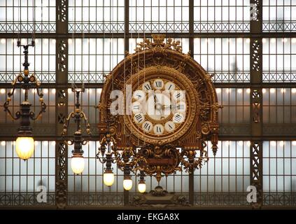 Large ornate lock in the Musee D'Orsay art gallery, a converted railway station in Paris, France Stock Photo