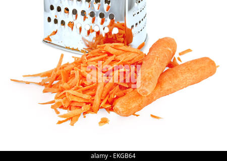 https://l450v.alamy.com/450v/ekgb64/carrots-grated-and-whole-with-grater-ekgb64.jpg