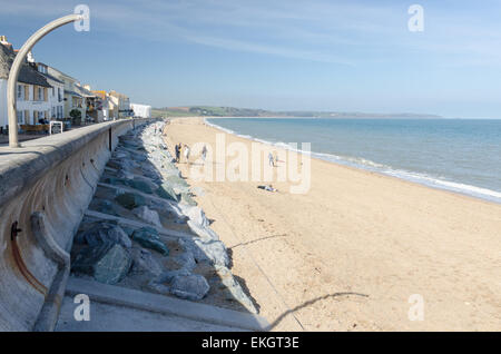 Sea defence wall at Torcross in South Devon Stock Photo