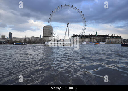 London Eye on the south bank of the River Thames, London Stock Photo