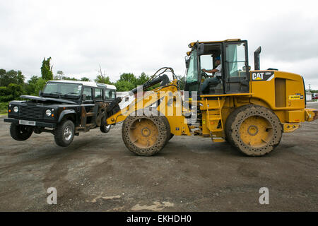 Land Rover Defender destroyed for Customs violations upon entering the United States from the United Kingdom.  James Tourtellotte Stock Photo