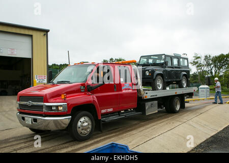 Land Rover Defender destroyed for Customs violations upon entering the United States from the United Kingdom.  James Tourtellotte Stock Photo