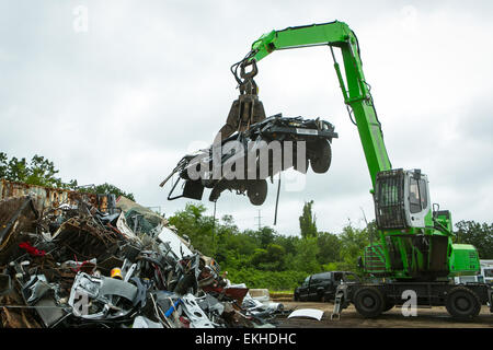 Land Rover Defender destroyed for Customs violations upon entering the United States from the United Kingdom.  James Tourtellotte Stock Photo