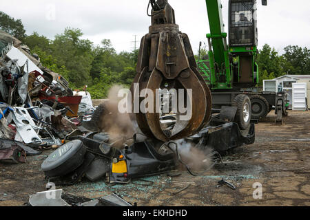 Land Rover Defender destroyed for Customs violations upon entering the United States from the United Kingdom.  James Tourtellotte Stock Photo