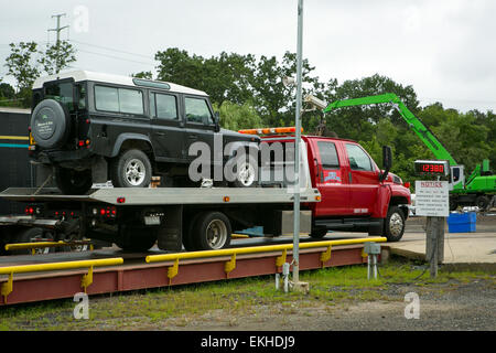 Land Rover Defender destroyed for Customs violations upon entering the United States from the United Kingdom.  James Tourtellotte Stock Photo