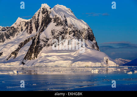 Scenery in the Lemaire Channel on the Antarctic Peninsula in Antarctica. Stock Photo
