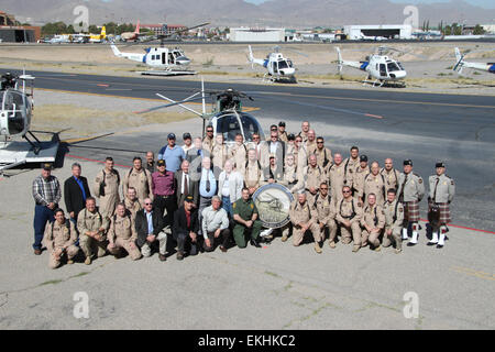 102011: Group photo taken after retirement ceremony.  CBP retires OH-6A 'Loach' helicopter after 32 years in a ceremony held at the El Paso Air Branch.   BPA Greg Hoiland Stock Photo