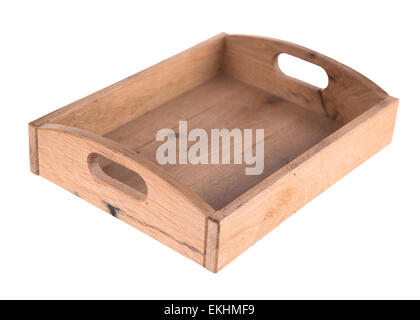 Empty wooden box isolated on white Stock Photo