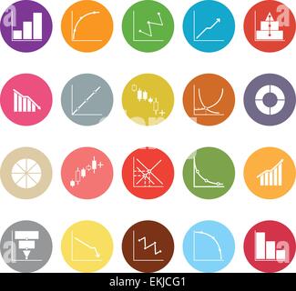 Diagram and graph flat icons on white background, stock vector Stock Vector