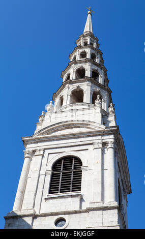 The famous spire of St. Brides Church in Fleet Street, London.  The spire is said to be the inspiration for the now traditional Stock Photo