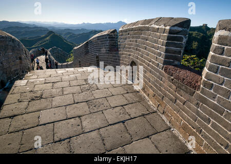 The Great Wall meanders the mountain tops in the Jinshanling section, Heibei Province, outisdeBeijing, China. Stock Photo