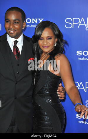 LOS ANGELES, CA - AUGUST 16, 2012: Bobbi Kristina Brown (daughter of the late Whitney Houston) & Nick Gordon at the premiere 'Sparkle' at Grauman's Chinese Theatre, Hollywood. Stock Photo