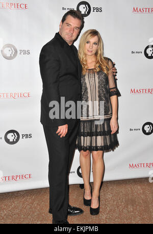 LOS ANGELES, CA - JULY 22, 2012: Brendan Coyle & Joanne Froggatt at photocall for the third series of Downton Abbey at the Beverly Hilton Hotel. Stock Photo
