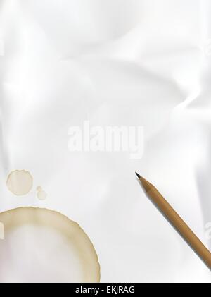 Coffee drops on white paper with crumpled side grunge Stock Vector