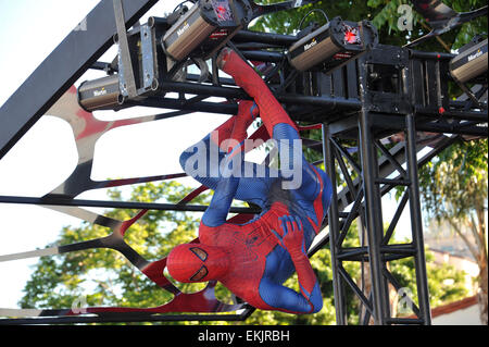 LOS ANGELES, CA - JUNE 29, 2012: Spider-Man at the world premiere of 'The Amazing Spider-Man' at Regency Village Theatre, Westwood. Stock Photo