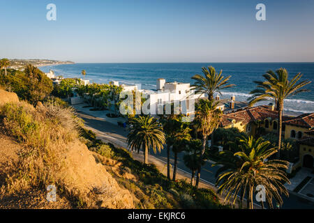 View of the houses and the Pacific Coast, in Malibu, California. Stock Photo