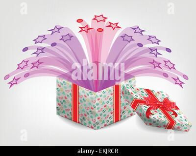 Opened realistic gift box with red bow Stock Vector