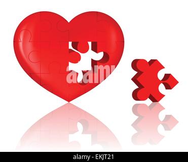 illustration of jigsaw puzzle heart on white background Stock Vector