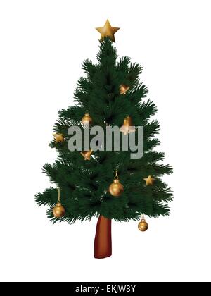 Illustration of decorated Christmas tree isolated on white background ...